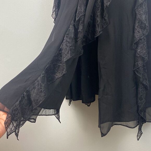 Alice + Olivia Mcguire Ruffle Side Slit Silk Midi Dress - Picture 15 of 16